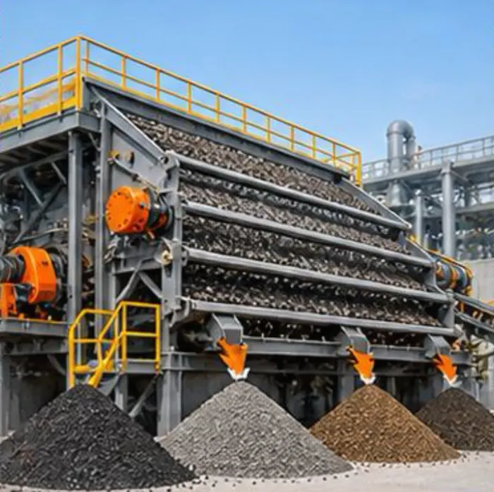 Multi-layer vibrating screen sorting grit