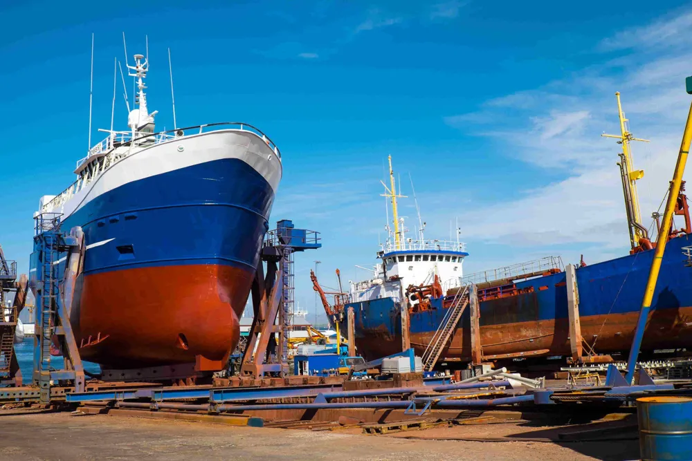 Ship in drydock